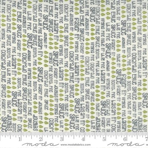 Red Barn Christmas Vanilla - Spruce Pine Tree - Fabric
