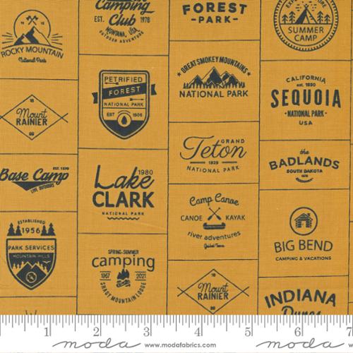 Timber Camp Badges Honey - Quilt Fabric