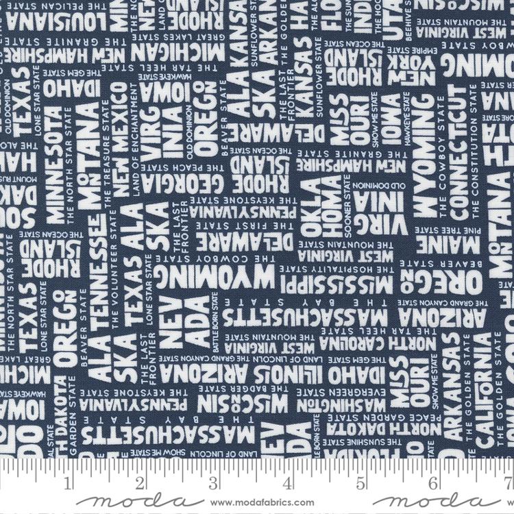 Stateside States Navy - Text and Words - Quilt Fabric