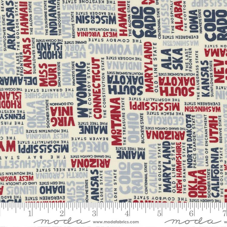 Stateside States Americana - Text and Words - Quilt Fabric