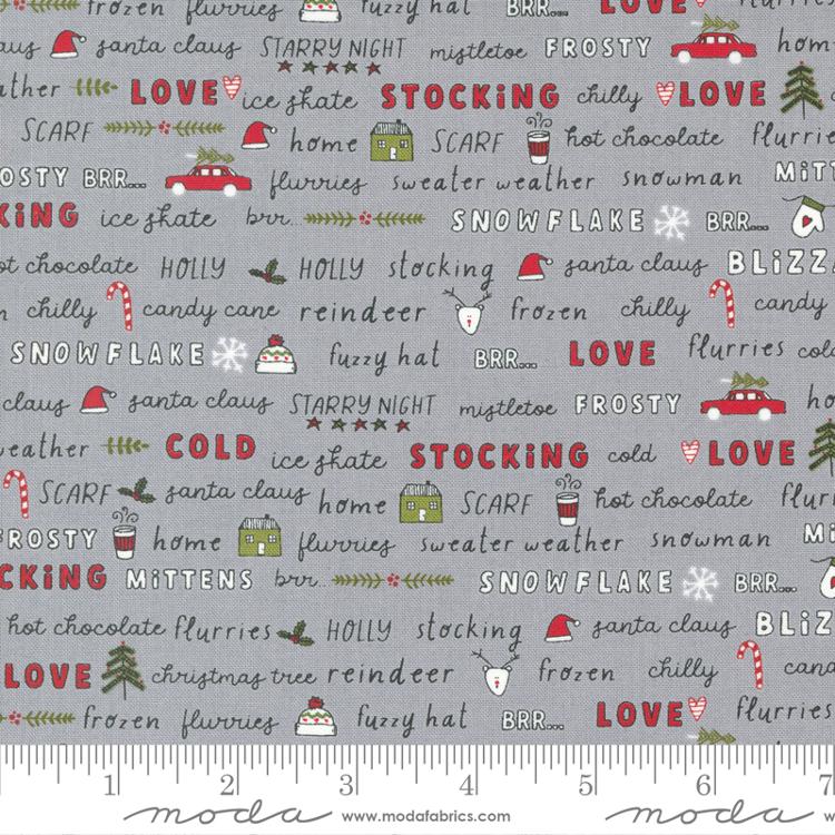 Blizzard Fog - Sweater Weather Text and Words - Quilt Fabric