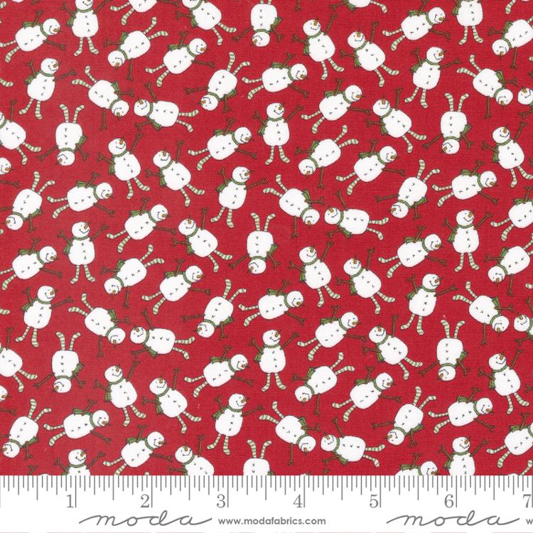 Blizzard Red - Frosty Christmas Snowman - Quilt Fabric