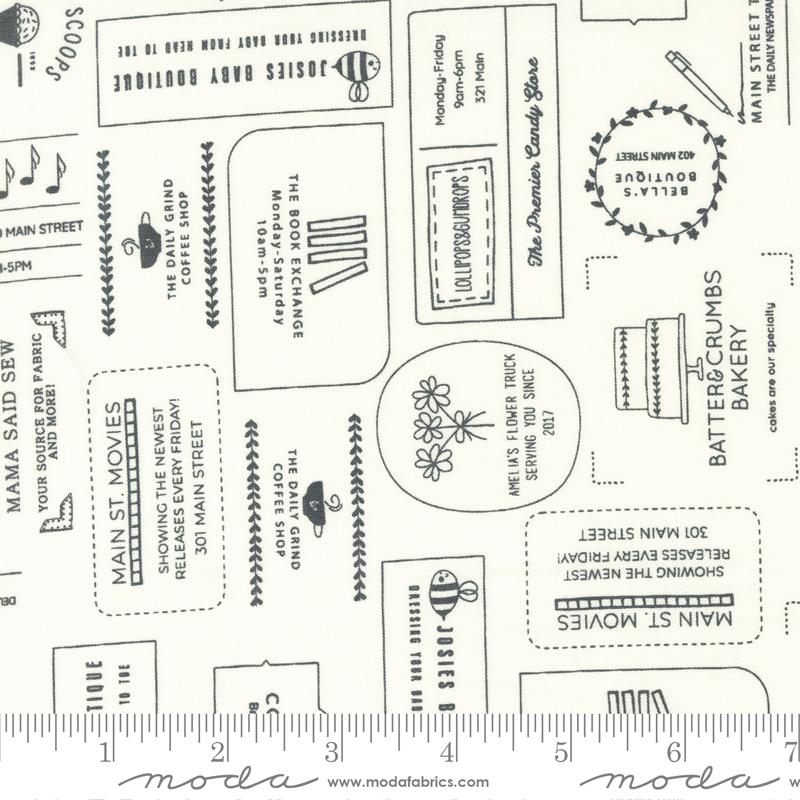 Main Street Vanilla - The Shops Text and Words - Fabric