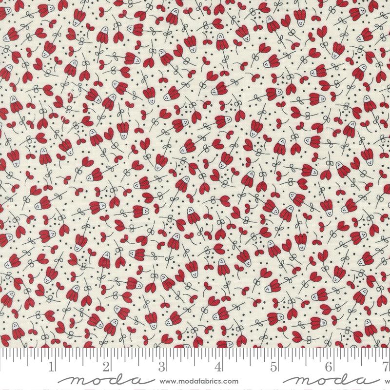 Vintage Flower Garden Cream Red - Quilt Fabric