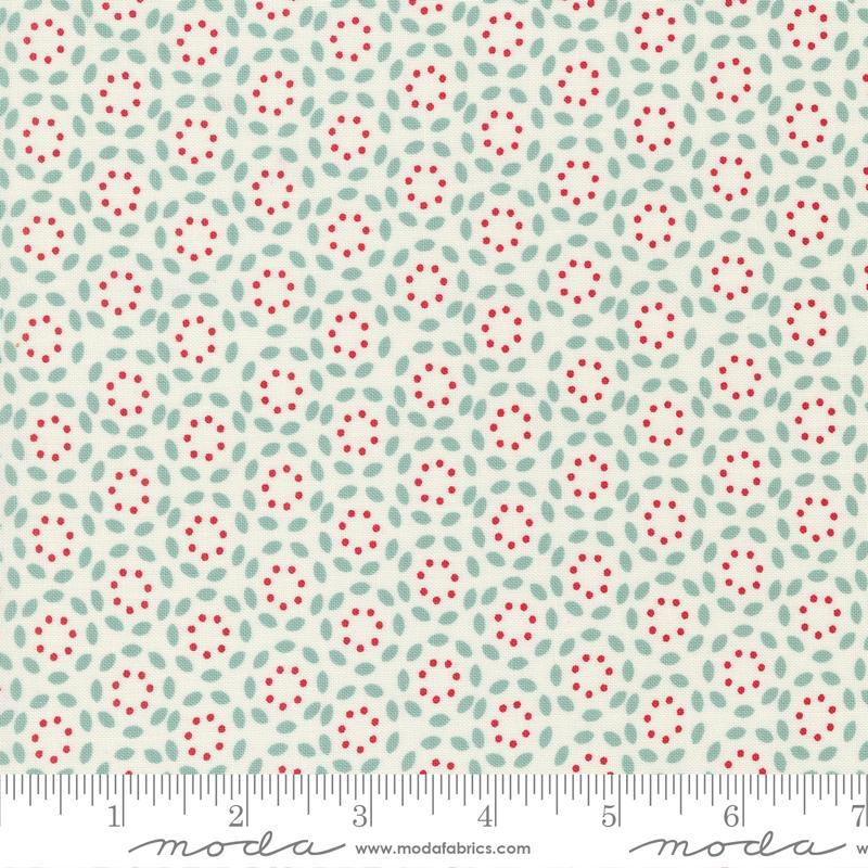 Vintage Petals Cream Aqua - Quilt Fabric