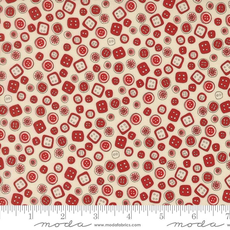 Threads Buttons - Porcelain Red - Quilt Fabric