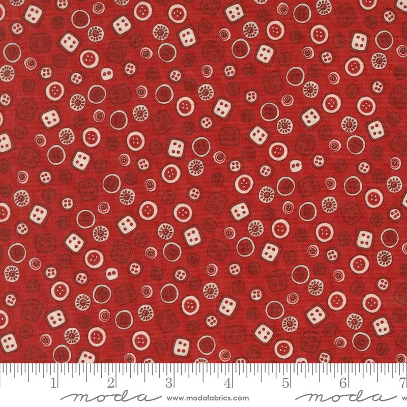 Threads Buttons - Red - Quilt Fabric
