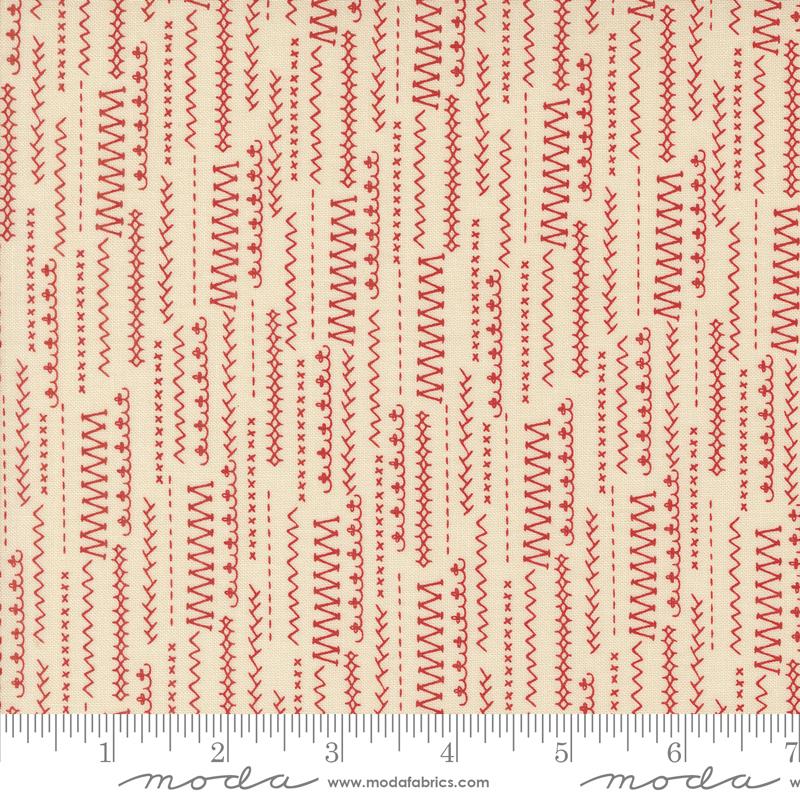Threads Stitches - Porcelain Red - Quilt Fabric