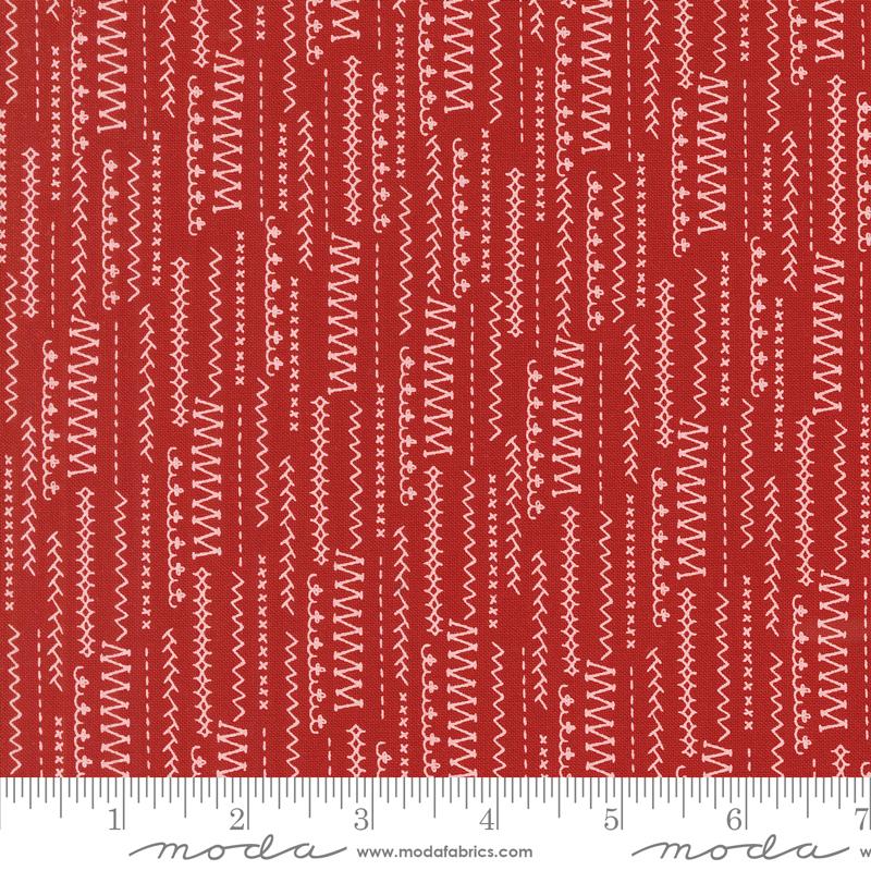 Threads Stitches - Red - Quilt Fabric