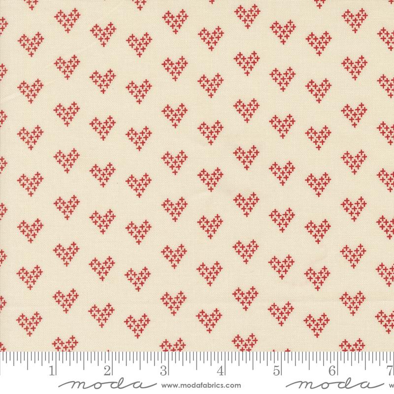 Threads Hearts - Porcelain Red - Quilt Fabric