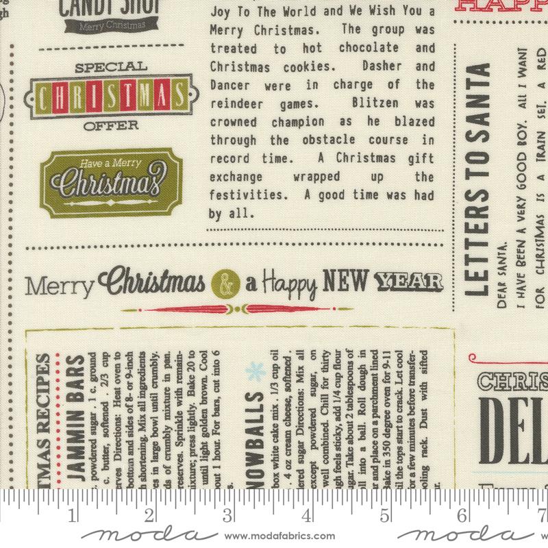 Emmitt and Ivy News - Vanilla - Christmas Quilt Fabric