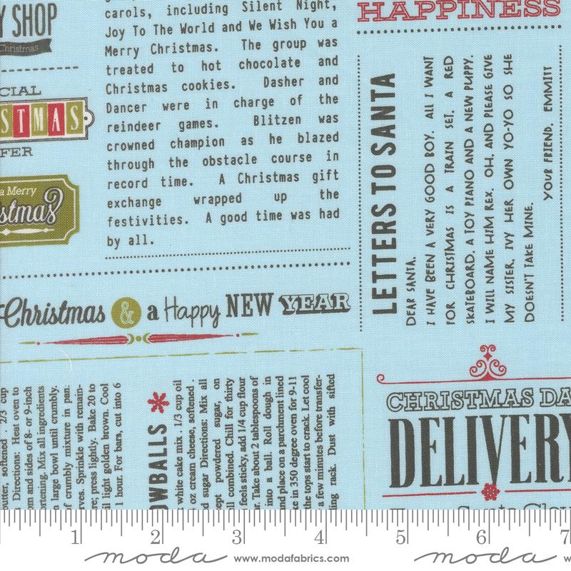 Emmitt and Ivy News - Sky - Christmas Quilt Fabric