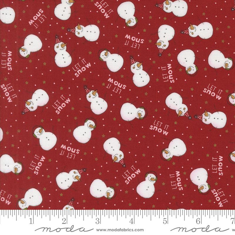 Emmitt and Ivy Snowman - Red - Christmas Quilt Fabric
