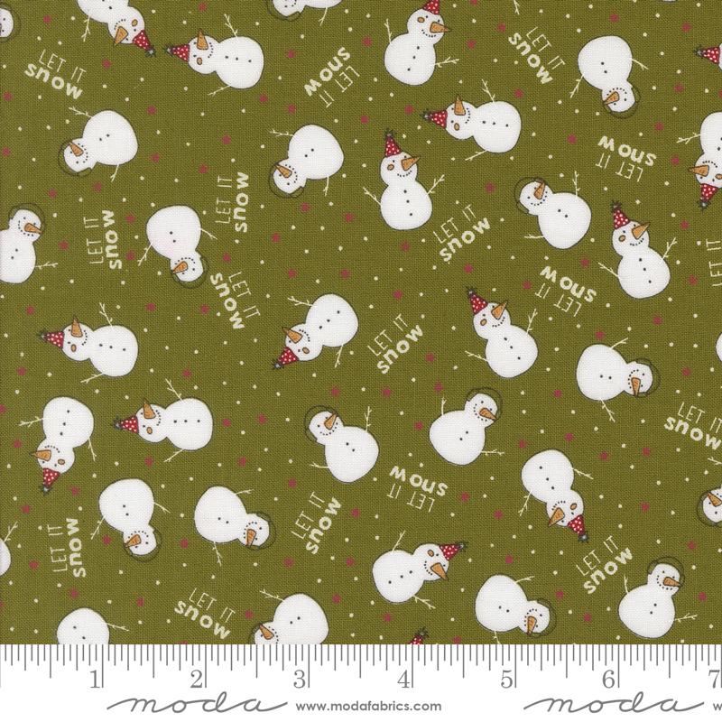 Emmitt and Ivy Snowman - Pine - Christmas Quilt Fabric