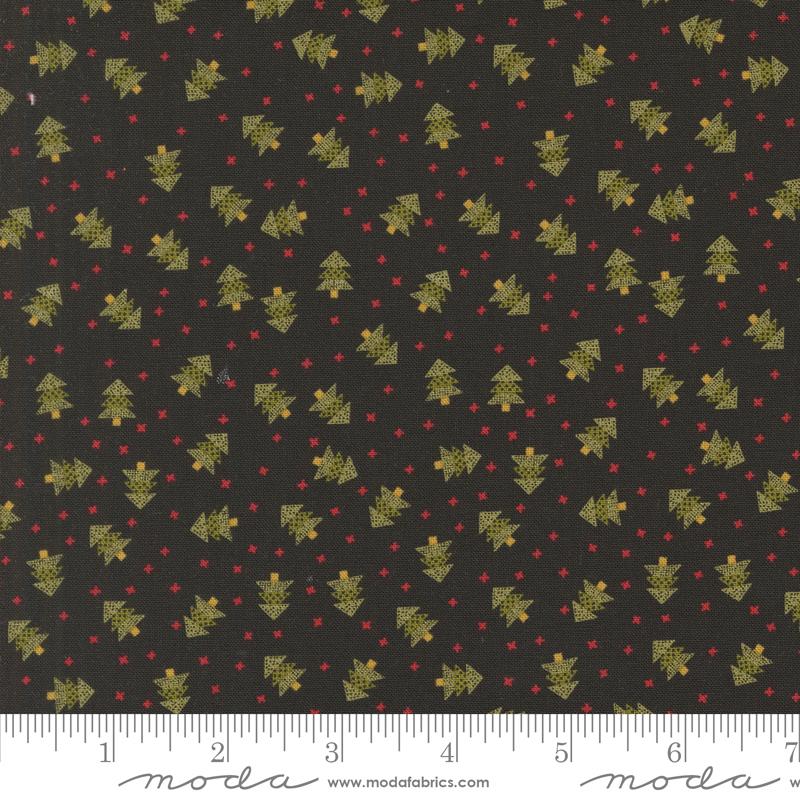 Emmitt and Ivy Trees - Black - Christmas Quilt Fabric