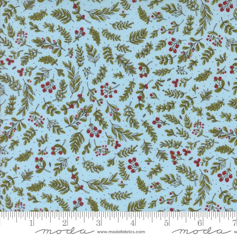 Emmitt and Ivy Holly - Sky - Christmas Quilt Fabric