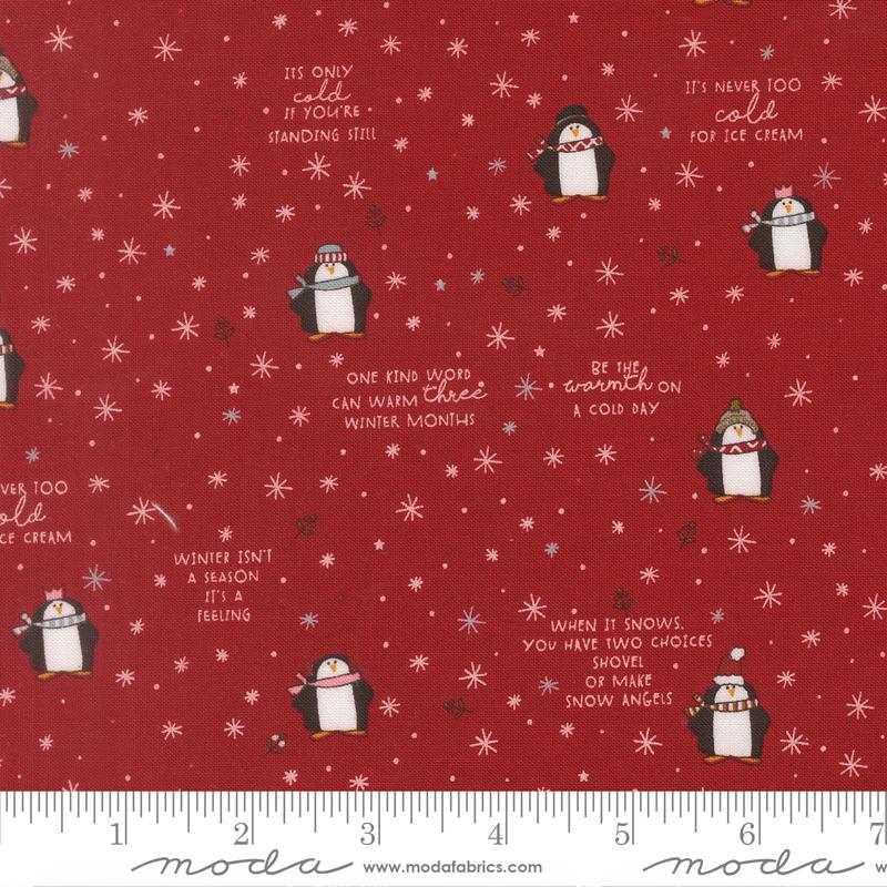 Chilly Mr Penguin Red - Quilt Fabric