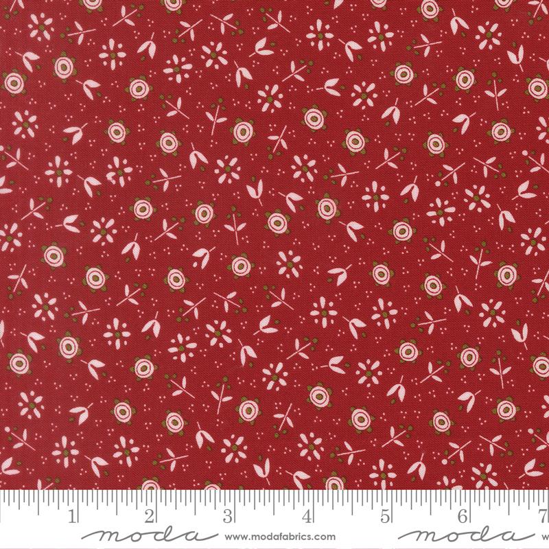 Chilly Christmas Flowers Red - Quilt Fabric