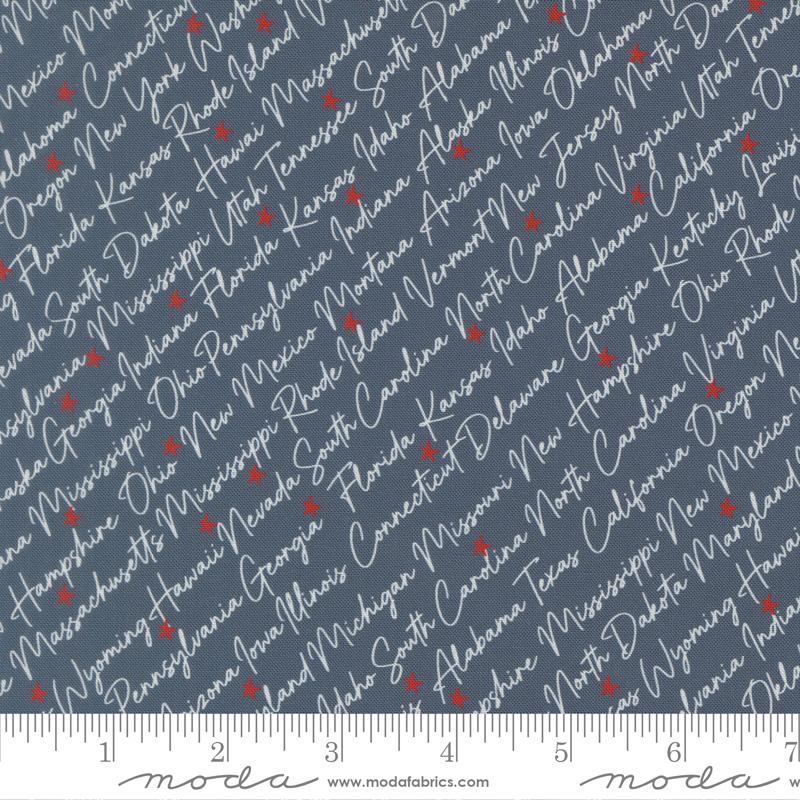 Independence Day States Indigo - Patriotic Quilt Fabric