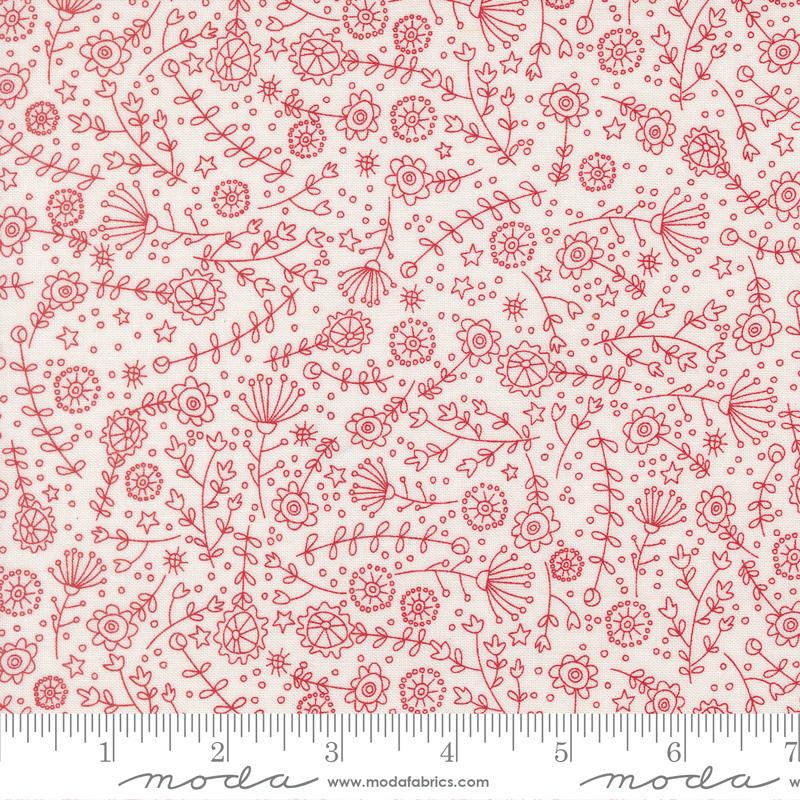 Independence Day Flowers Vanilla Red - Quilt Fabric