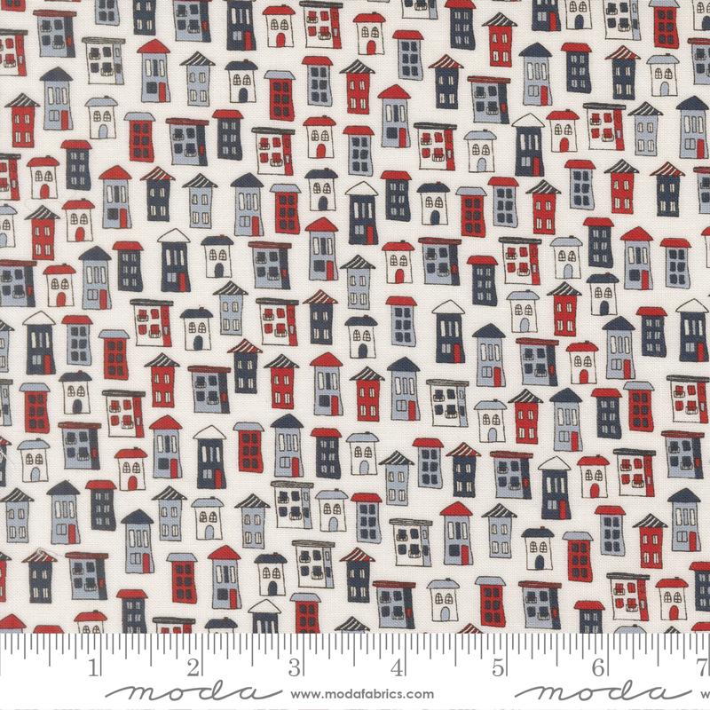 Independence Day Homes Vanilla - Patriotic Quilt Fabric