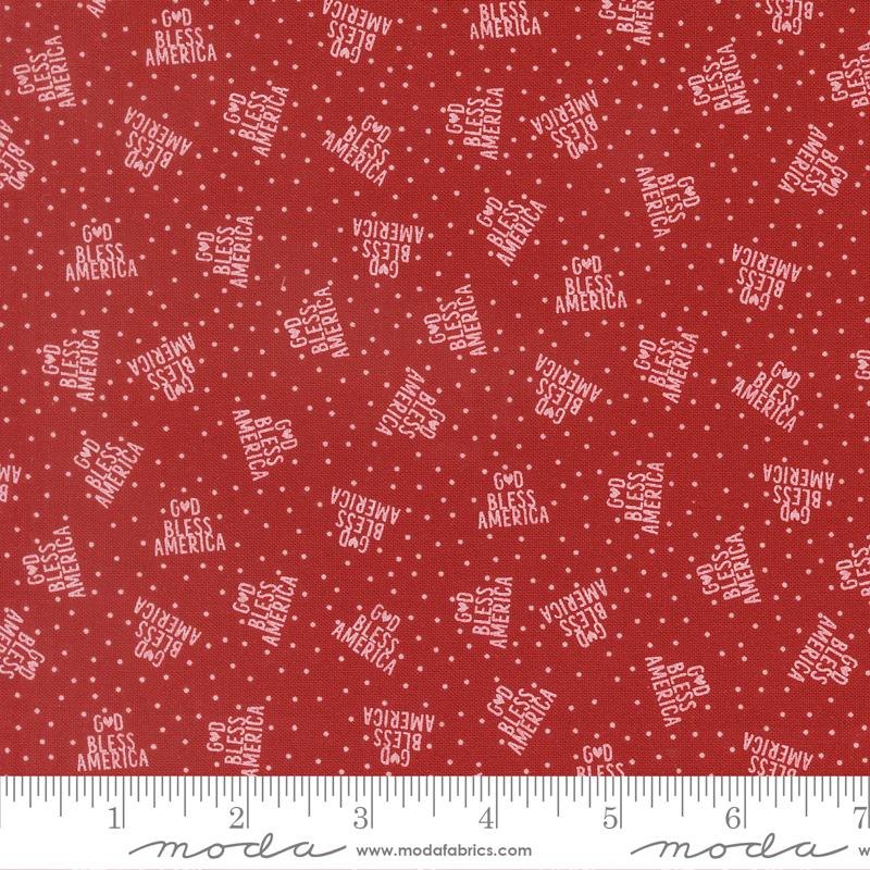 Independence Day Text Red - Patriotic Quilt Fabric
