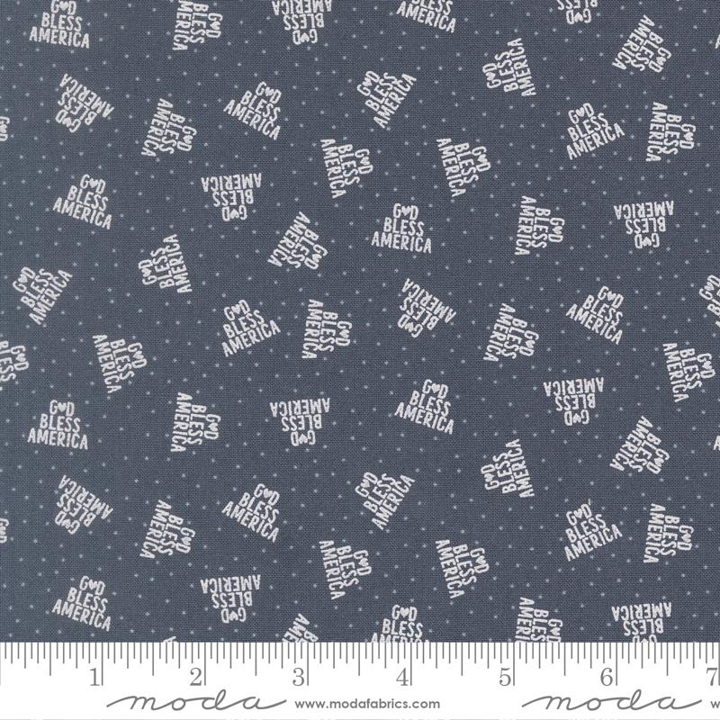 Independence Day Text Indigo - Patriotic Quilt Fabric