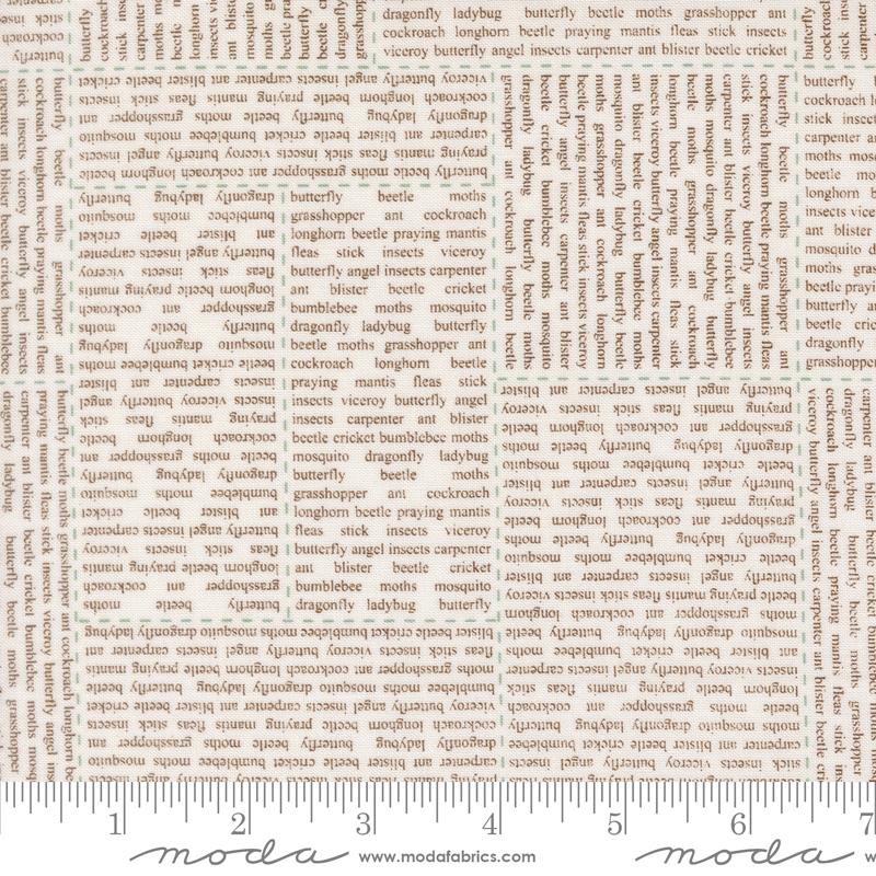 Bug Collector Text Cloud Dirt - Quilt Fabric, zoomed in. Select this picture to zoom back out.
