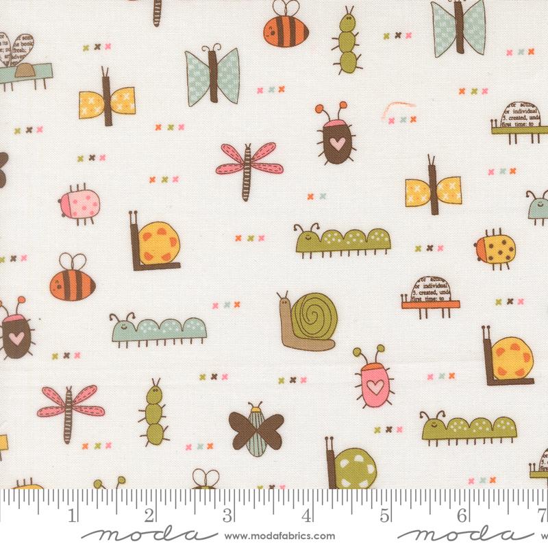Bug Collector Insects Cloud - Quilt Fabric, zoomed in. Select this picture to zoom back out.