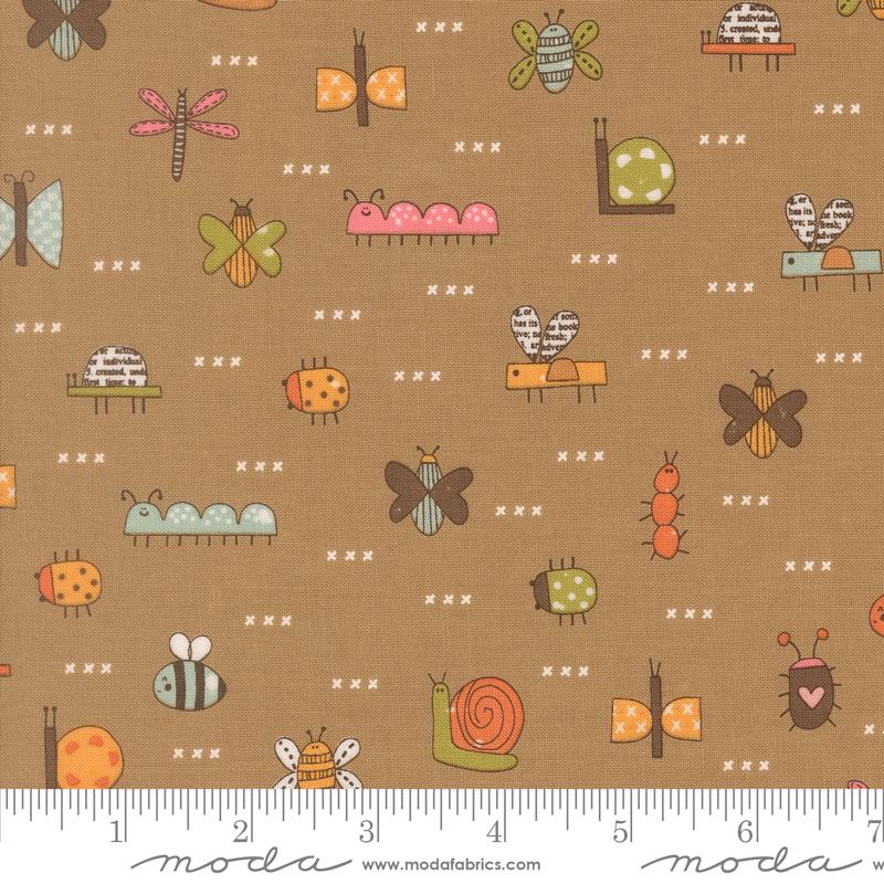 Bug Collector Insects Stone - Quilt Fabric, zoomed in. Select this picture to zoom back out.
