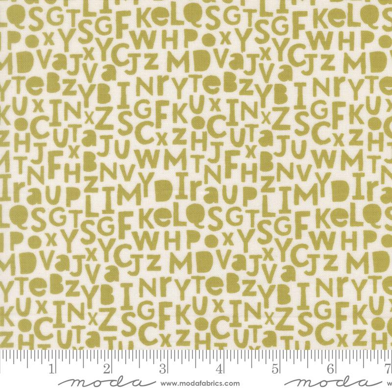 Bug Collector Letters Leaf - Quilt Fabric, zoomed in. Select this picture to zoom back out.