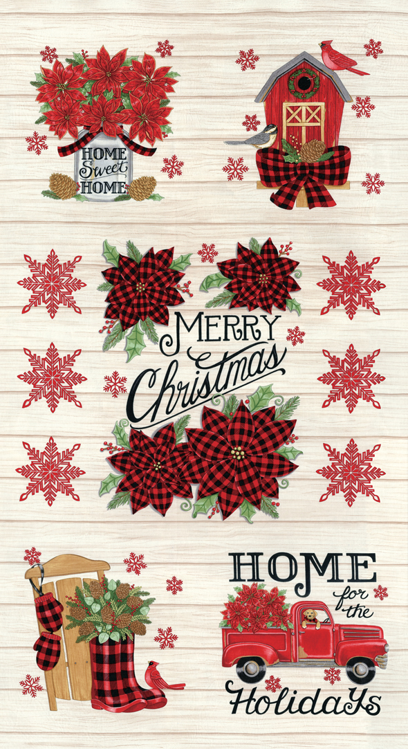 Home Sweet Holidays Panel White - Quilt Panel