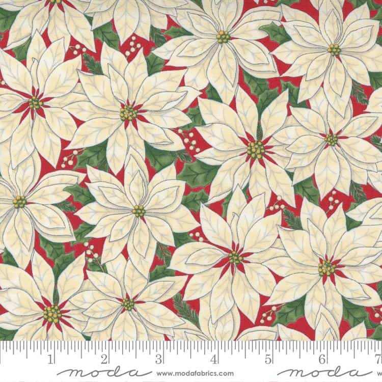 Home Sweet Holidays White Red - Poinsettia - Quilt Fabric