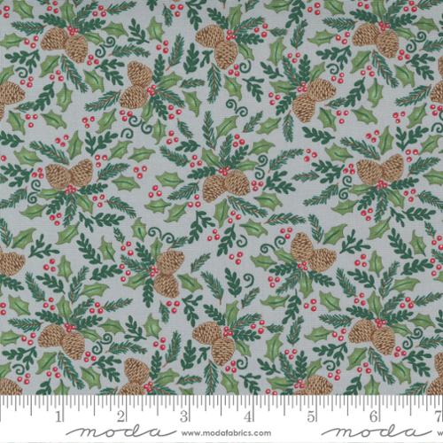Home Sweet Holidays Grey - Pinecone Greenery - Quilt Fabric