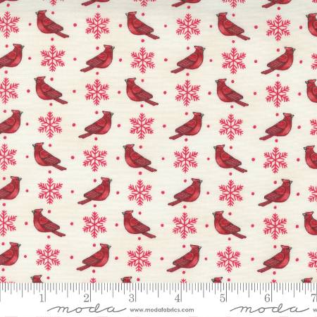 Home Sweet Holidays White - Cardinals, Snowflakes - Fabric