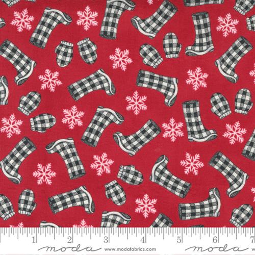 Home Sweet Holidays Red - Boots And Mittens - Quilt Fabric