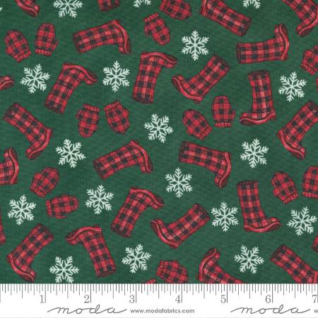Home Sweet Holidays Green - Boots And Mittens - Quilt Fabric