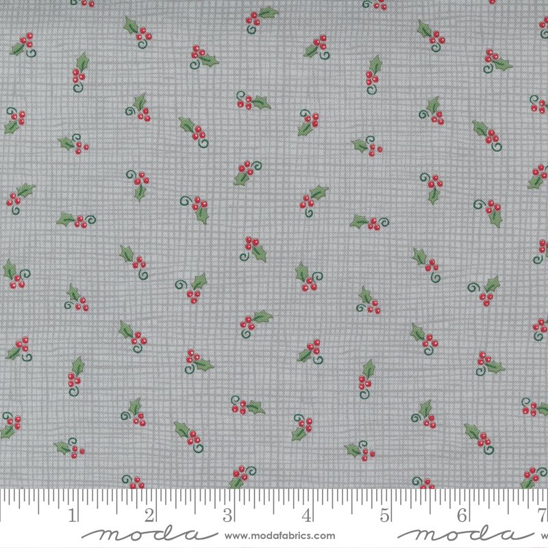 Home Sweet Holidays Grey - Burlap And Holly - Quilt Fabric