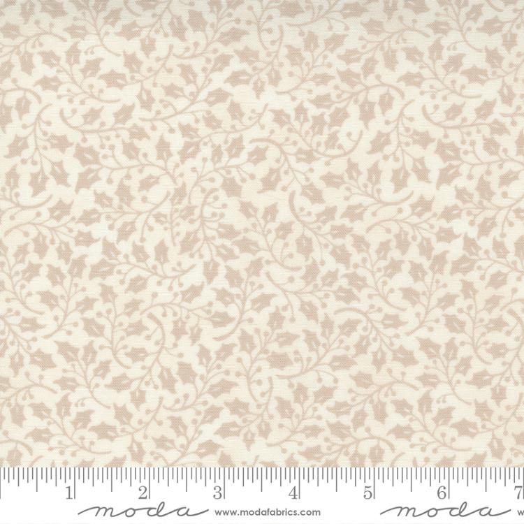 Home Sweet Holidays White - Monotone Holly Holly - Fabric, zoomed in. Select this picture to zoom back out.