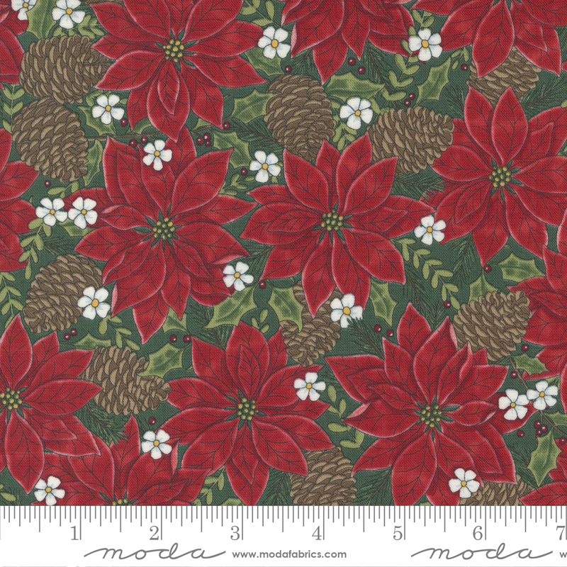 Holly Berry Tree Farm Green - Poinsettia - Quilt Fabric