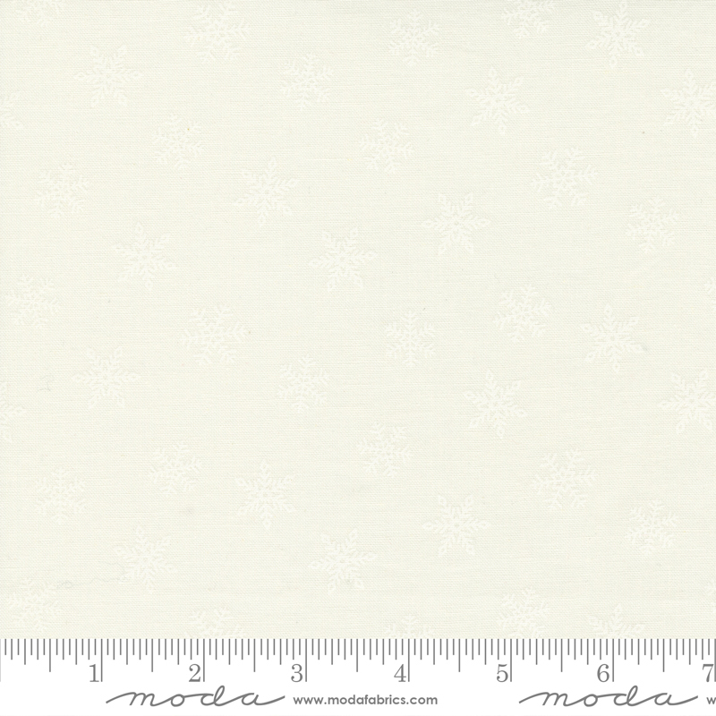 Holly Berry Tree Farm White - Tossed Snowflakes - Fabric