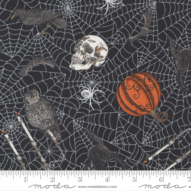 Ghostly Greetings Midnight Black - Halloween - Quilt Fabric