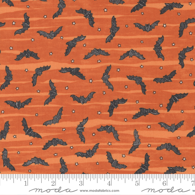 Ghostly Greetings Pumpkin - Bat Skies  - Quilt Fabric