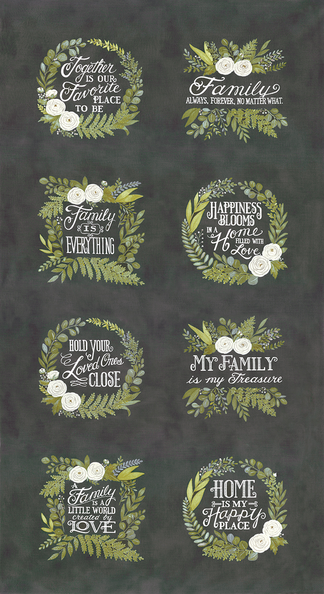 Happiness Blooms Panel Slate - Quilt Panel