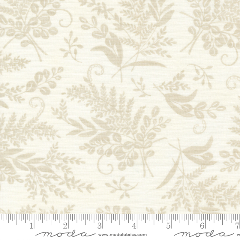 Happiness Blooms White Washed - Monotone Ferns - Fabric