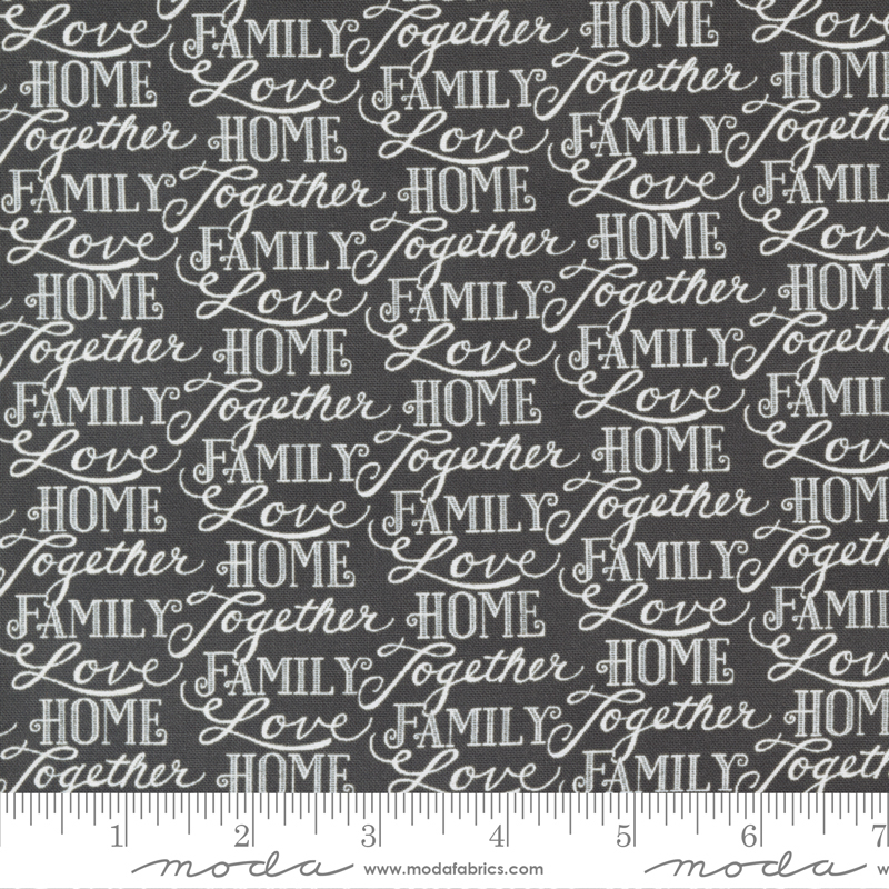 Happiness Blooms Slate - Words Of Love - Quilt Fabric