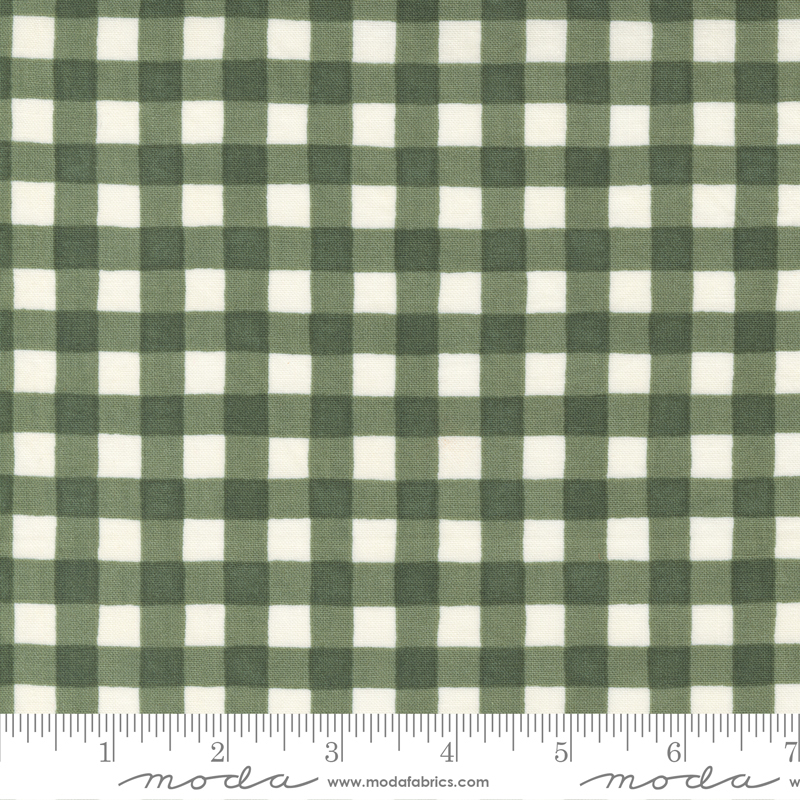 Happiness Blooms Moss - Forest Gingham - Quilt Fabric