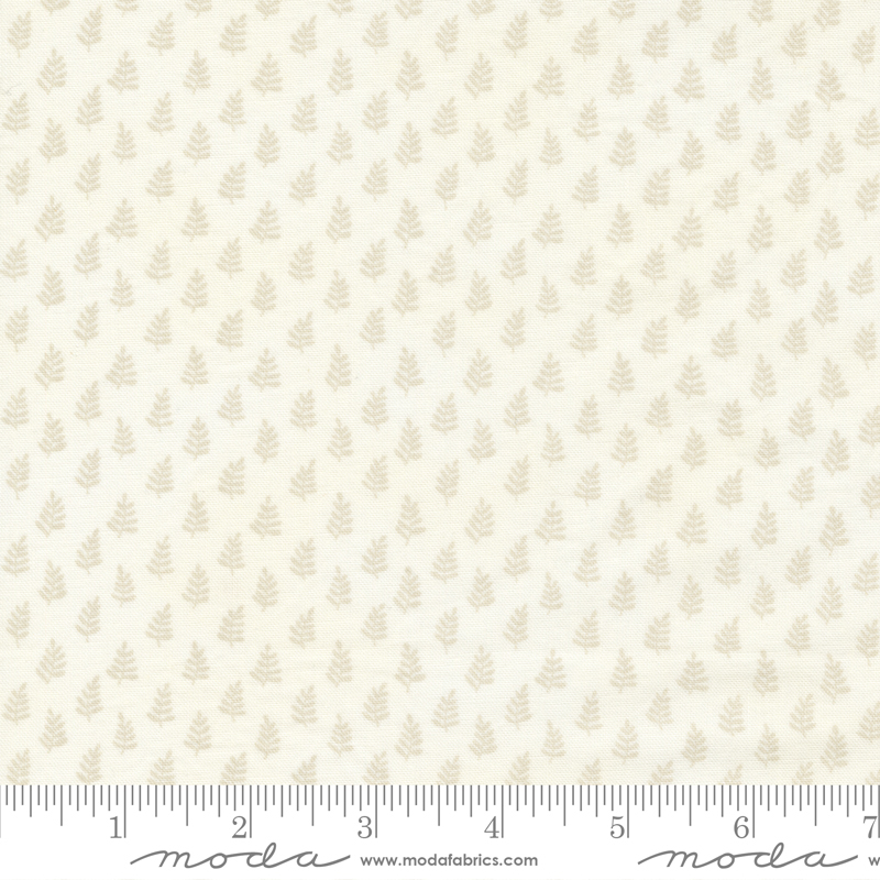 Happiness Blooms White Washed - Ferns In Row Fern - Fabric