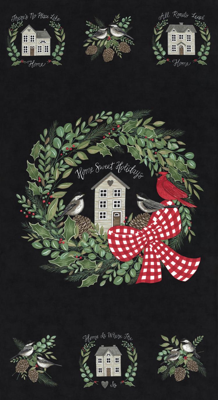 Holidays At Home Charcoal Black - Quilt Fabric