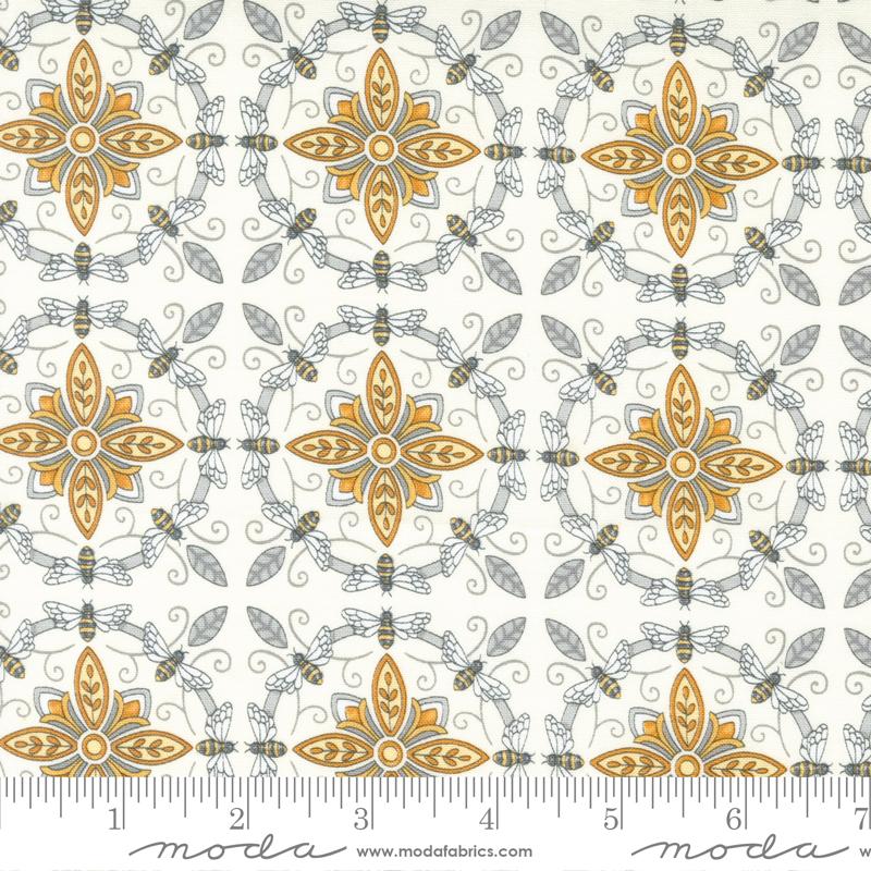 Bumble Bee Tiles Bees - Milk - Quilt Fabric